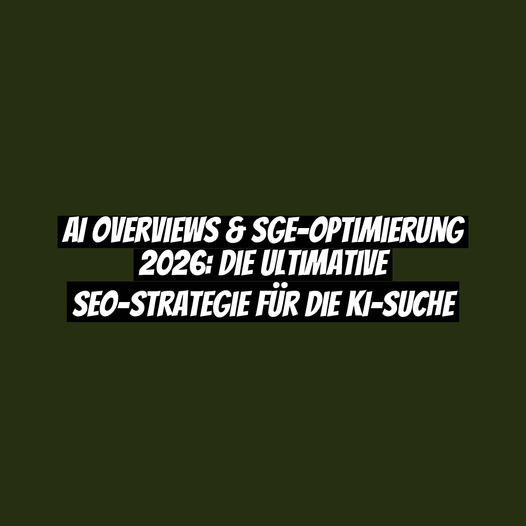 AI Overviews & SGE-Optimierung 2026: Die ultimative SEO-Strategie für die KI-Suche
