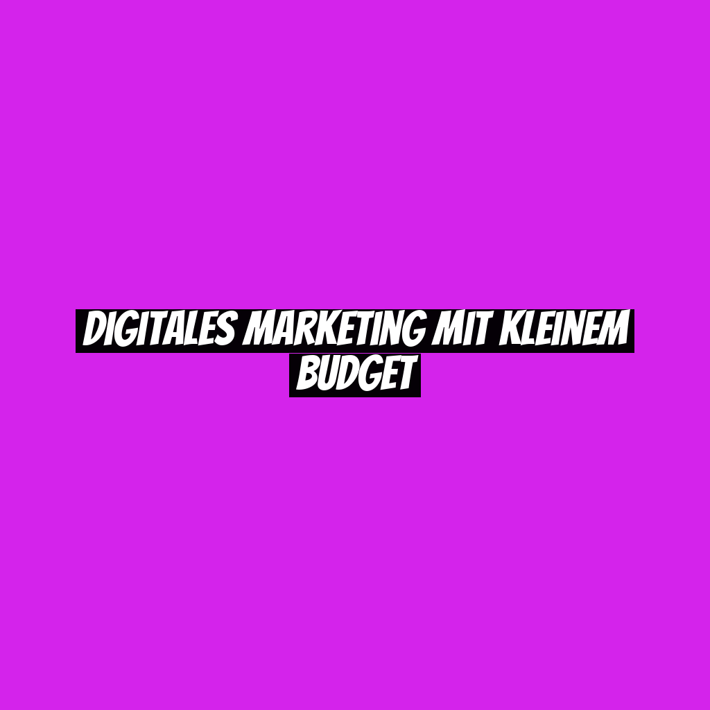 Digitales Marketing mit kleinem Budget