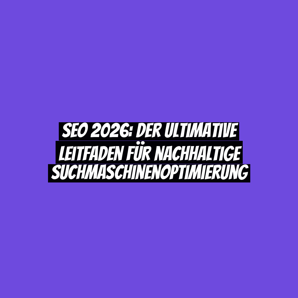 SEO 2026: Der ultimative Leitfaden für nachhaltige Suchmaschinenoptimierung