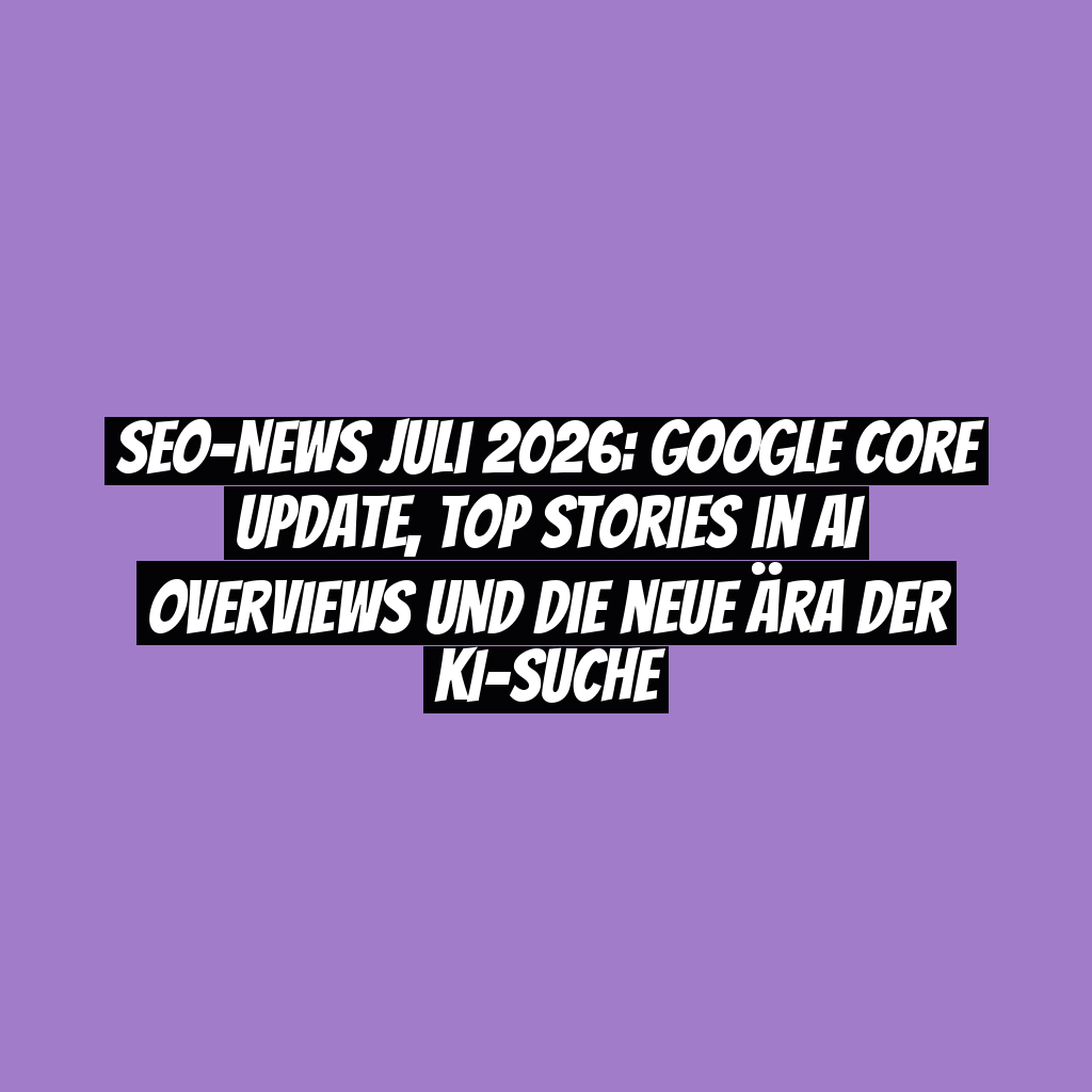SEO-News Juli 2026: Google Core Update, Top Stories in AI Overviews und die neue Ära der KI-Suche