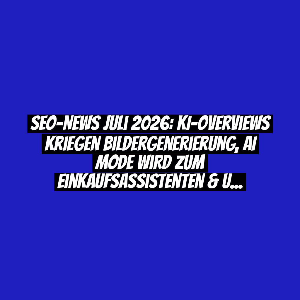 SEO-News Juli 2026: KI-Overviews kriegen Bildergenerierung, AI Mode wird zum Einkaufsassistenten & und ein Kinderschutz-Urteil erschüttert Google