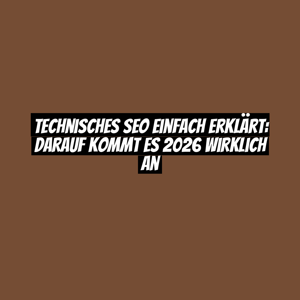 Technisches SEO einfach erklärt: Darauf kommt es 2026 wirklich an