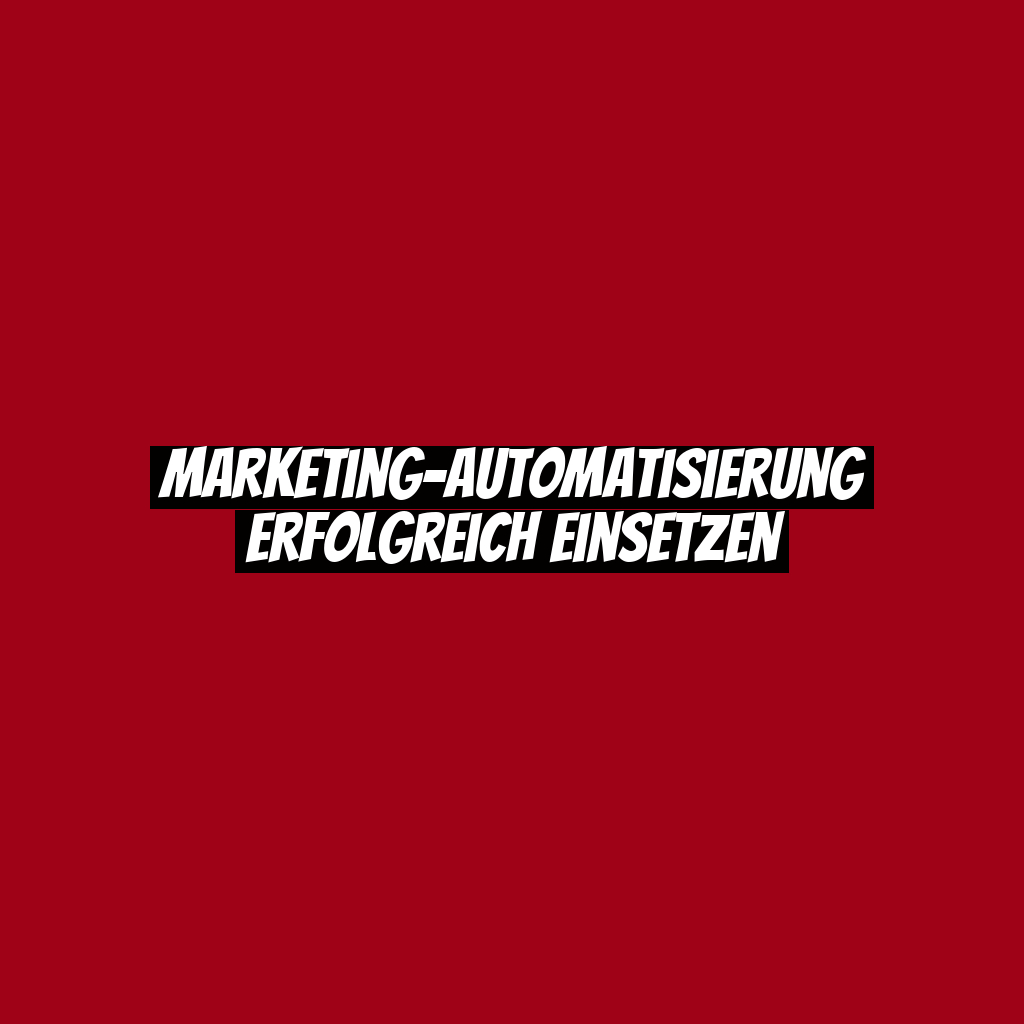 Marketing-Automatisierung erfolgreich einsetzen