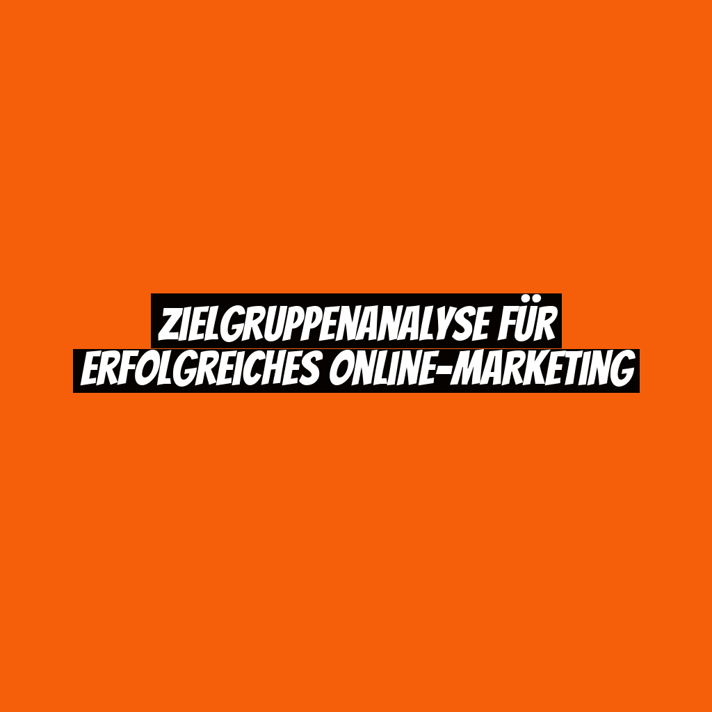 Zielgruppenanalyse für erfolgreiches Online-Marketing